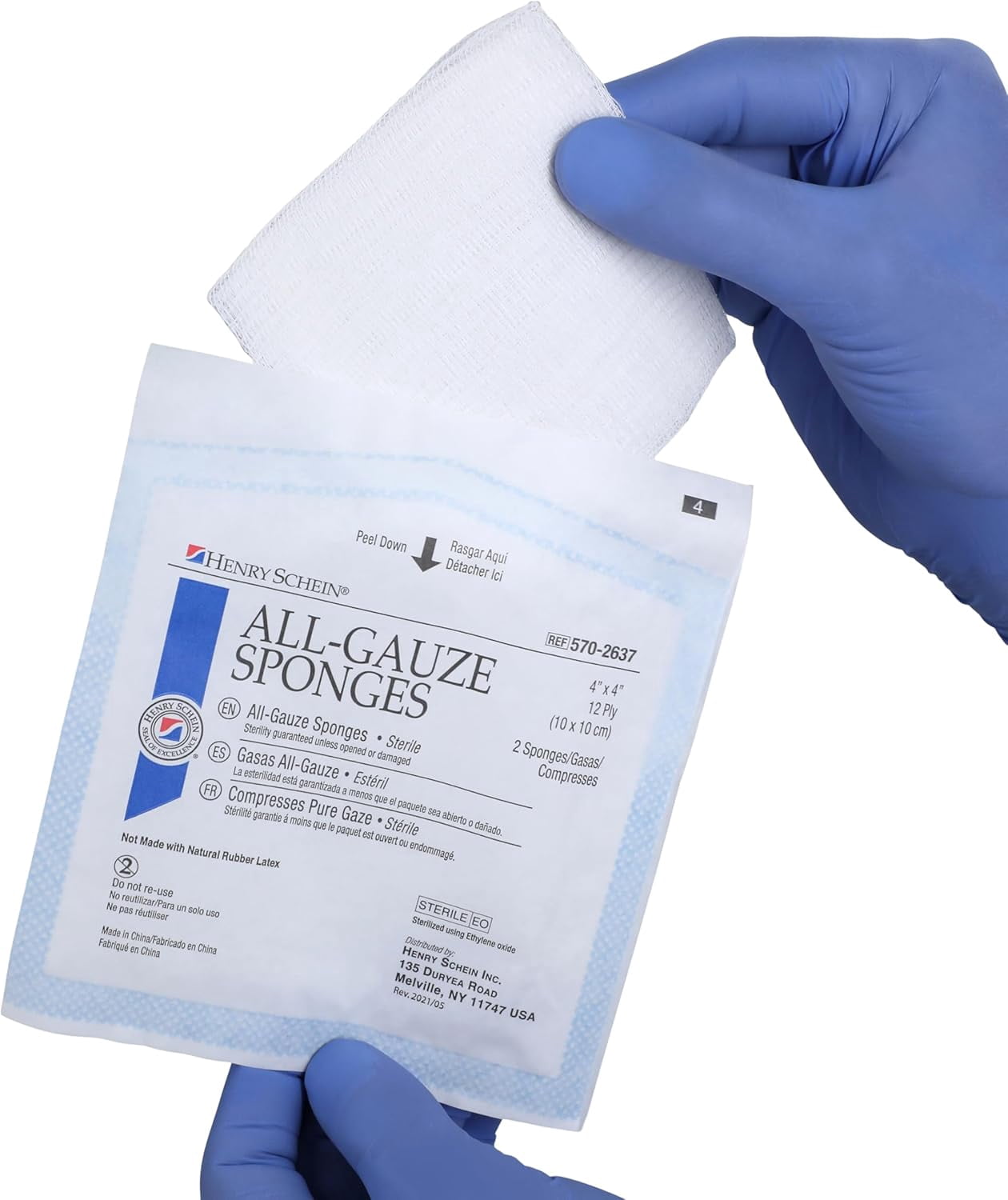 Premium 100% Cotton All-Gauze Sponge 4x4 12 Ply Sterile Square for Wound Care & Home First Aid Kits - 4 Packs (200 Total)