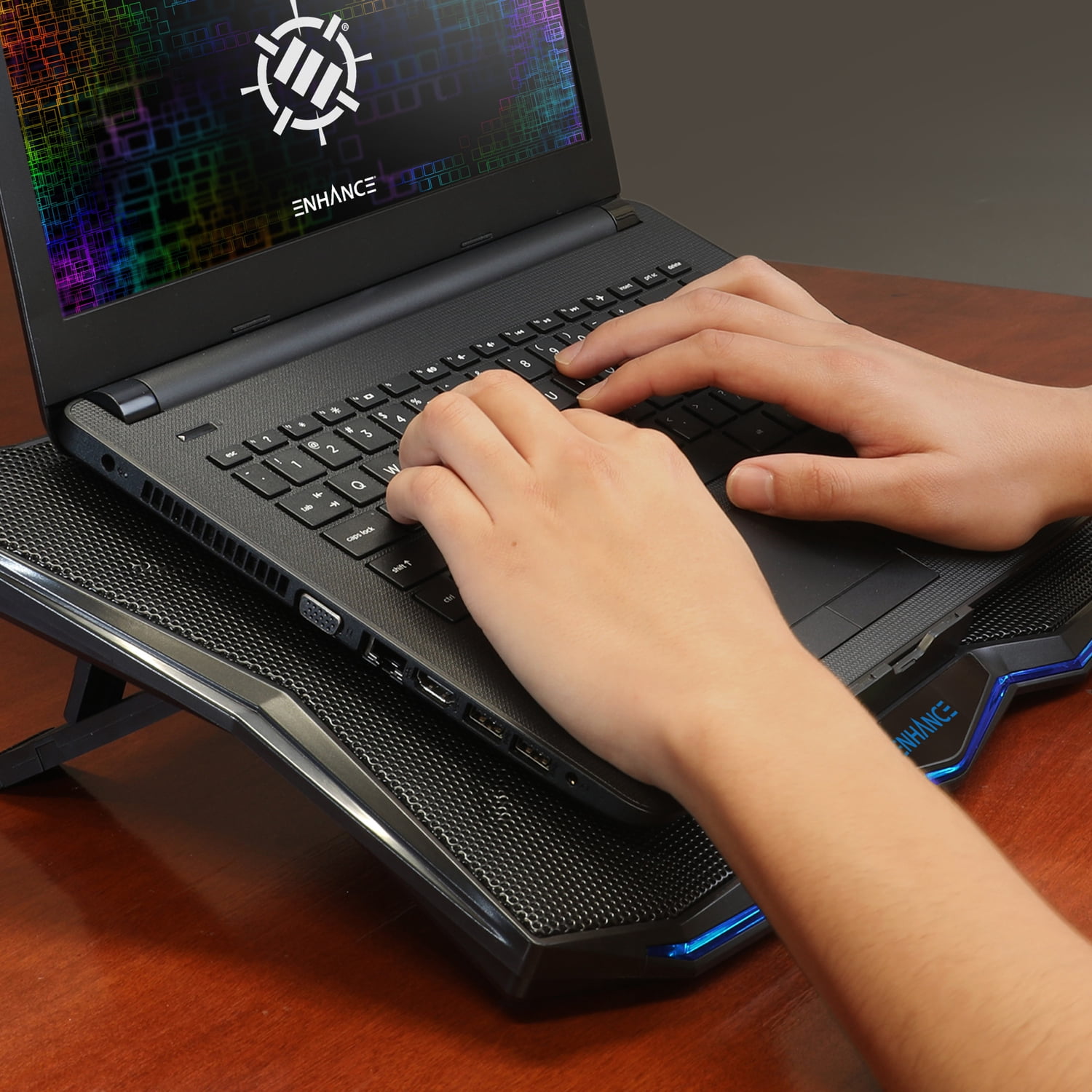 Enhance Cryogen 5 Laptop Cooling Pad (Blue) - Upto 17" Screen Size Notebook Support - 1 Fan(s) - 800 rpm - 471.3 gal/min - Metal Mesh - Blue