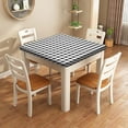 thumbnail image 3 of Checkered Square Fitted Polyester Tablecloth, White Black Lattice Elastic Edge Home Decorative Tablecloths, Dust & Wrinkle Proof Fabric Table Clothes For Family Festival Party Use, Fits 36"x36" Table, 3 of 6