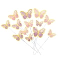 thumbnail image 3 of Hermoso papel con borde dorado, mariposa de alambre rosa y morado tridimensional, decoración para pasteles para hornear, complemento de decoración, 3 of 5