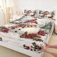 thumbnail image 3 of Homewish Funny Snowman Teens Queen Sheet Sets, Winter Christmas Flower Botanical Flat Sheet, Rustic Farmhouse Queen Fitted Sheet, Ultra Soft Bedroom Decor, 4pcs, 3 of 7