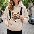 thumbnail image 5 of Eryao Pet Hoodie Carrier Pouch Women Winter Fuzzy Fleece Animal Carrying Hoodies with Adjustable Strap Kangaroo Pocket Warm Plus Size Pullover Sweatshirts for Small Dog Cat Holder Khaki,XXXL, 5 of 9