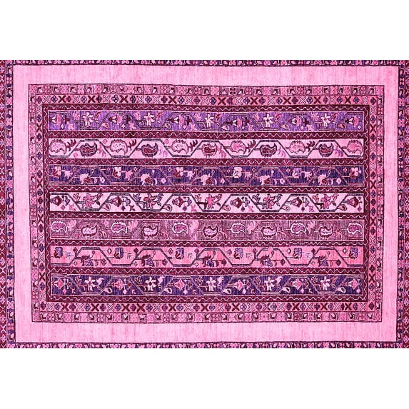 Ahgly Company Indoor Rectangle Abstract Pink Modern Area Rugs, 2' x 5'