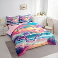 thumbnail image 3 of Manfei Cartoon Dolphin Bedding Full Size,Ocean Sea Beach Comforter Sets with Sheets,Rainbow Flower Floral Bedding Sets Full Size For Girl,Lightweight Bedroom Decorative Reversible,7pcs, 3 of 7