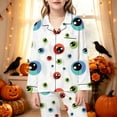 thumbnail image 2 of Yuncity Girls Pajamas Halloween Print Down Collar Long Sleeve Long Sleepwear Casual Home Outfit Comfortable Pjs Loungewear Kids Nightwear Size 13-14 Years White, 2 of 5