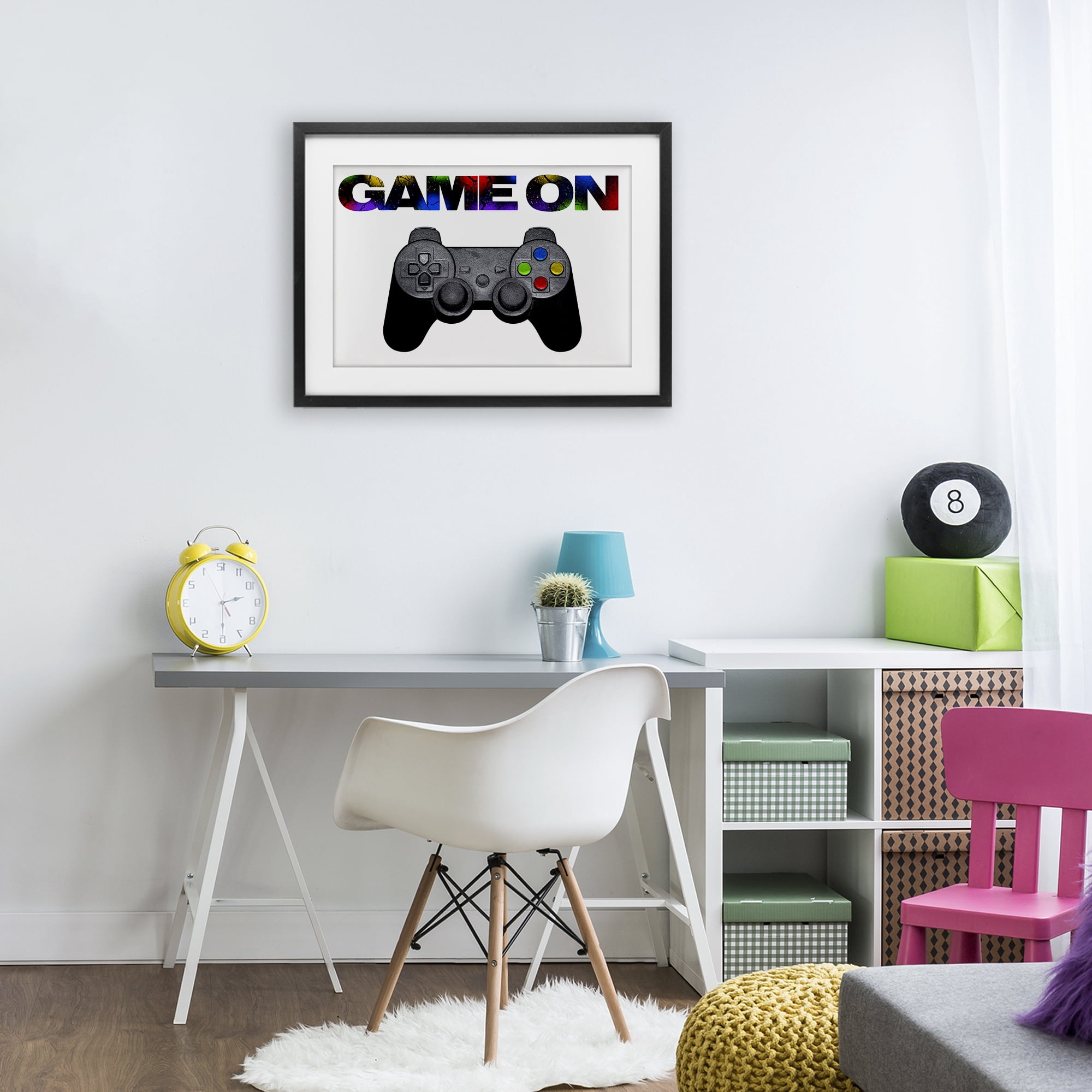 Stupell Industries Controller Game On Splatter Black Framed Print Under Glass, design by Marcus Prime
