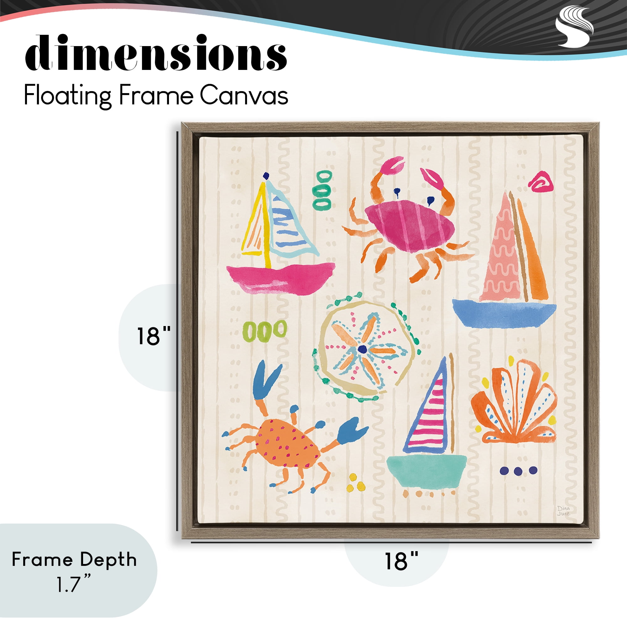 Stupell Industries Nautical Fine In The Sunshine Brown Framed Floater Canvas Wall Art, design by Dina June
