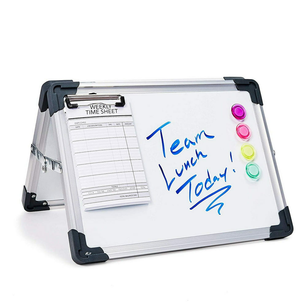 Foldable Magnetic Dry Erase Whiteboard Easel for Table Top, Double ...