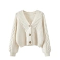thumbnail image 2 of Vmvidoty 2026 Cardigan Sweaters for Women Spring Fashion 2026 V Neck Long Sleeve Chunky Cable Knit Sweater Button Outwear Beige Free Size, 2 of 5