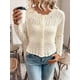 thumbnail image 5 of Jersey tipo cárdigan de punto Urchics para mujer, poliéster, talla XL, color beige, 5 of 5