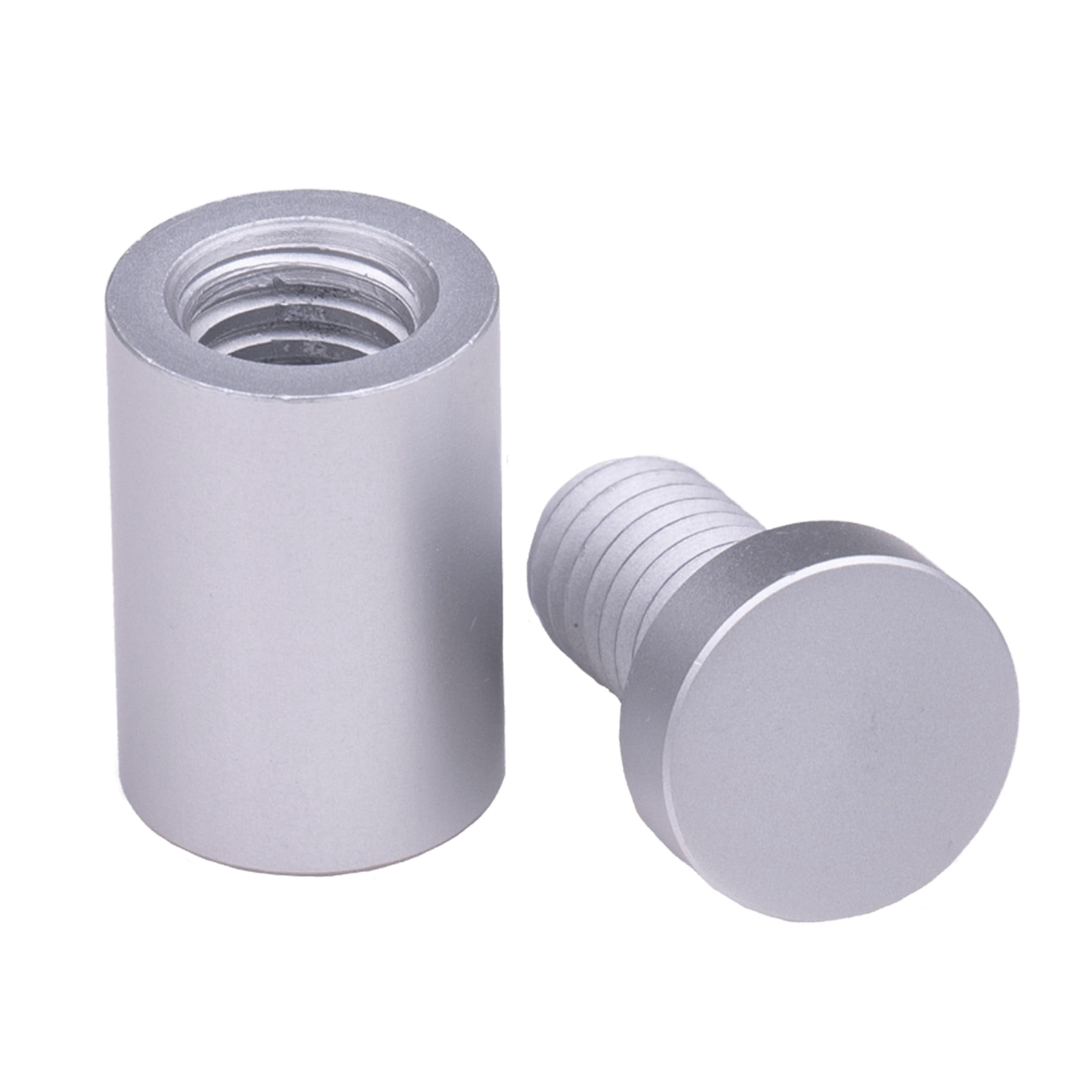 Aluminum Standoffs – Screws & Anchors – 1/2" x 1" Economical Sign Mounting Hardware for Interior Signs, Awards, Glass, Metal, or Acrylic Panels & Wall Spacer Kit (Satin Silver, Case of 12)