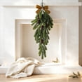 thumbnail image 5 of Kokovifyves 27.5" Upside-Down Rattan Christmas Tree Hanging Ornament, Artificial Wreath with Bow and Hanging Loop for Door Wall Fireplace Holiday Decor, 5 of 6