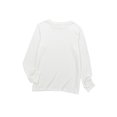 thumbnail image 1 of ABPHQTO Top de mujer blanco liso con cuello redondo y manga larga, 1 of 5