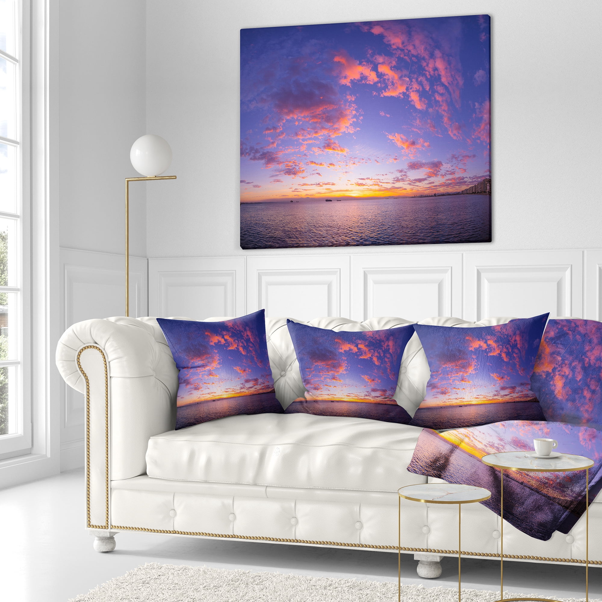 Designart Composition of Nature Beautiful Seascape - Modern Landscape Printed Throw Pillow - 18x18