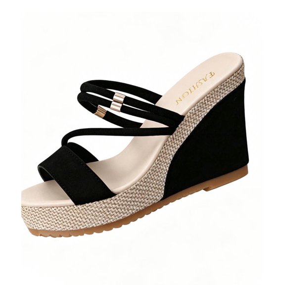 Womens Sandals Baeitkot Women's Versatile Plus-Size Two-Way Breathable Wedge Shoes Comfortable Summer Slippers