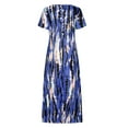 thumbnail image 3 of Fangasis Women Dresses Short Sleeve Sundress Tie Dye Print Dress Ladies Casual Loose Beach Blue M, 3 of 9
