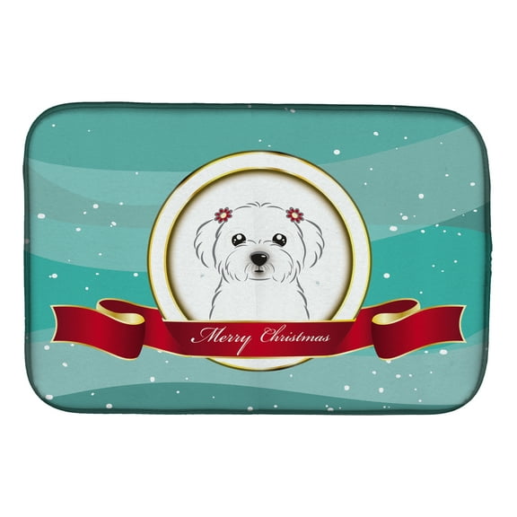 Maltese Merry Christmas Dish Drying Mat