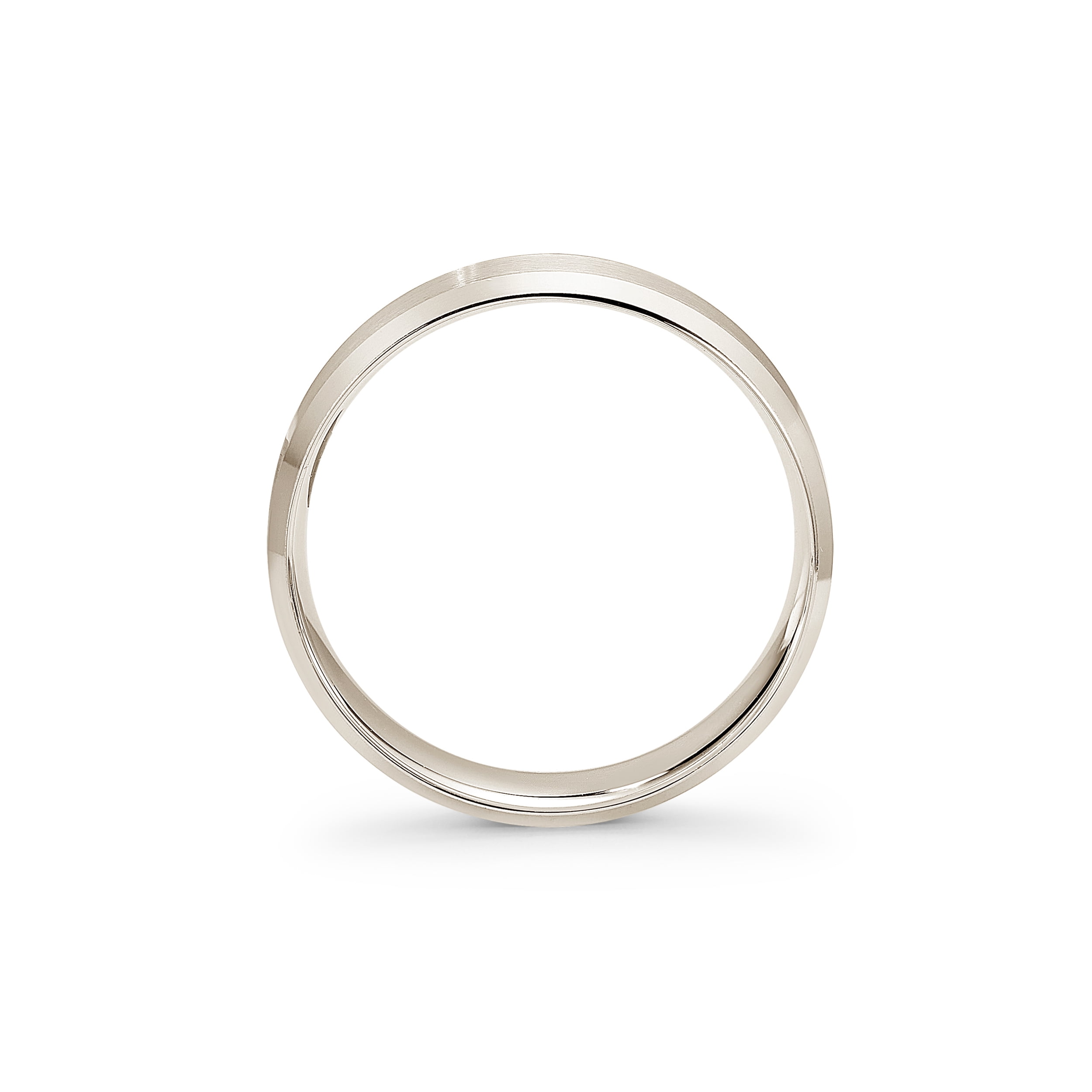 Men's 10K Solid Gold Wedding Band, 6mm, Beveled Edge, Satin Finish, Comfort Fit Ring, 10K White Gold (Stamped for Authenticity), Size 12