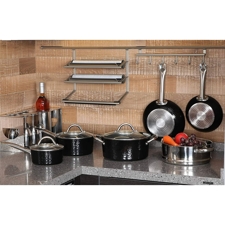 12 Pieces Hammered Cookware Set Granite Coated Nonstick Pots and