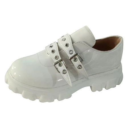 

TUOBARR Flat Shoes for Women Women s Shoes Slip-On Comfort Fashion Comfortable For Walking Sneakers Buckle Shoes White