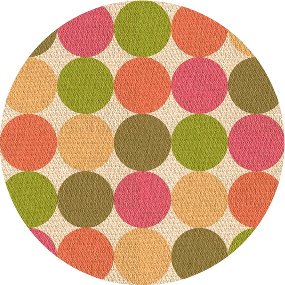 Ahgly Company Machine Washable Indoor Round Transitional Grapefruit Red Area Rugs, 6' Round