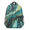 thumbnail image 3 of Teal Gold Marble Backpack for School,Cute School Bag,Schoolbag with Adjustable Shoulder Straps & Padded Back,16.9 Inch, 3 of 5