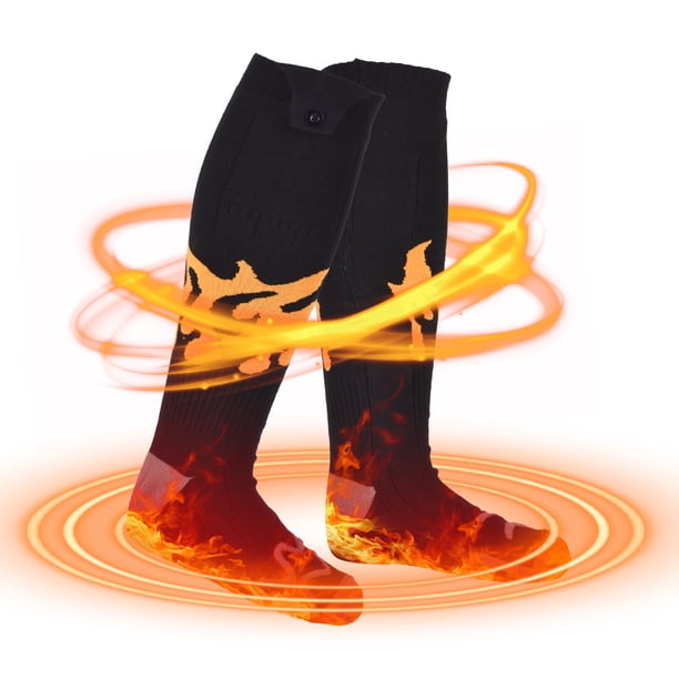 Calcetines Calcetines Térmicos Recargables para Hombres Mujeres Patrón de Llama 5V 5000mAh Funciona con Batería Clima Frío Lavables Calcetines Térmicos de Invierno Engrosados para Esquí de Invierno Mo