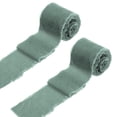 thumbnail image 1 of Cinta de terciopelo Uxcell de 2 rollos, 3 pulgadas x 3 yardas, cinta de flecos deshilachados hecha a mano para decoración de bodas, azul claro, 1 of 5