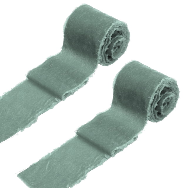 Cinta de terciopelo Uxcell de 2 rollos, 3 pulgadas x 3 yardas, cinta de flecos deshilachados hecha a mano para decoración de bodas, azul claro