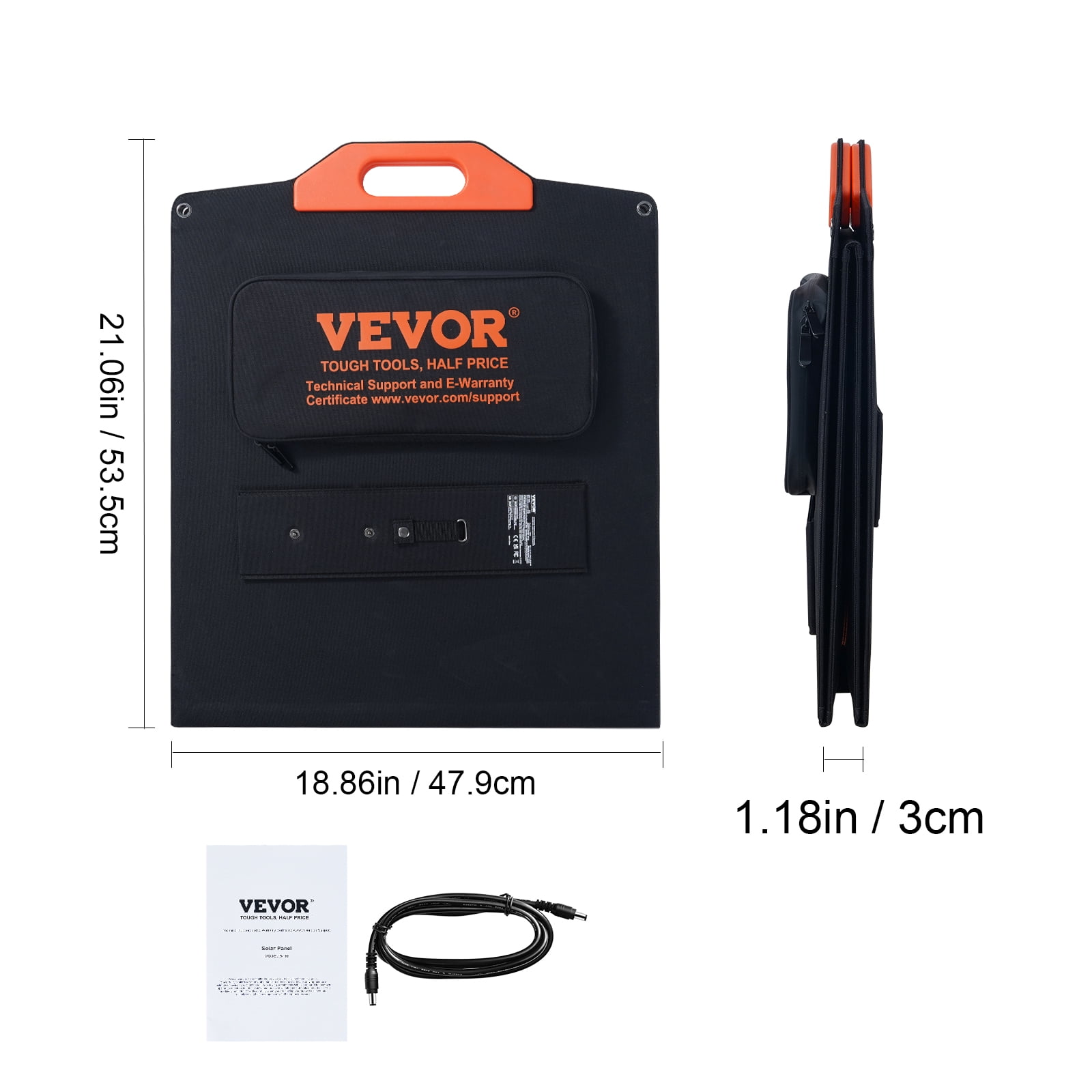 VEVOR Portable Monocrystalline Solar Panel, Monocrystallin120W Foldable e ETFE Solar Charger, 23% Efficiency Solar Panel with Type C, DC 18V, QC3.0 USB Port, IP67 Waterproof for Home,Off Grid,Hiking