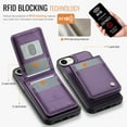 thumbnail image 2 of Magnetic 2 in 1 Detachable for iPhone 16e, Compatible with Magsafe Case with Card Holder, for Women Men PU Leather RFID Blocking Flip Kickstand Credit Slots for iPhone 16e, Purple, 2 of 11