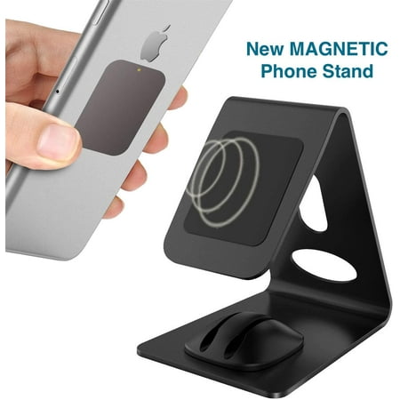 PYYAN-WixGear Cell Magnetic Phone Stand Premium Phone Holder for iPhones Android Smartphones & Mini Tablets -Sturdy Metal Phone Stand for Desk with Smart Cord Holder Magnetic Cell Phone Mount
