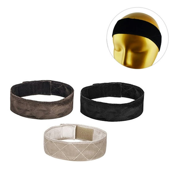 KALLORY 3Pcs Adjustable Wig Grip Hair Bands Assorted Color Comfortable Wig Fasten Headbands
