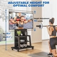 thumbnail image 4 of RTVR Rolling TV Cart Stand on Wheels for 37-75 inch TVs with Storage Shelves, Reinforced Wide Base up to 150lbs, Black, 4 of 9