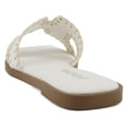 thumbnail image 3 of Soda Shoes Women Slip-On Sandals H-Band Flat Flip-Flops Slides Raffia Stitching Square Toe Finity-S White PU 6, 3 of 5