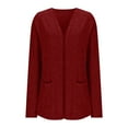 thumbnail image 5 of CENGNIAN Women's Lightweight Long Cardigan,Ladies Open Front Long Sleeve Sweaters with Pockets,Womens Fall Casual Loose Tops,Red,Size S, 5 of 7