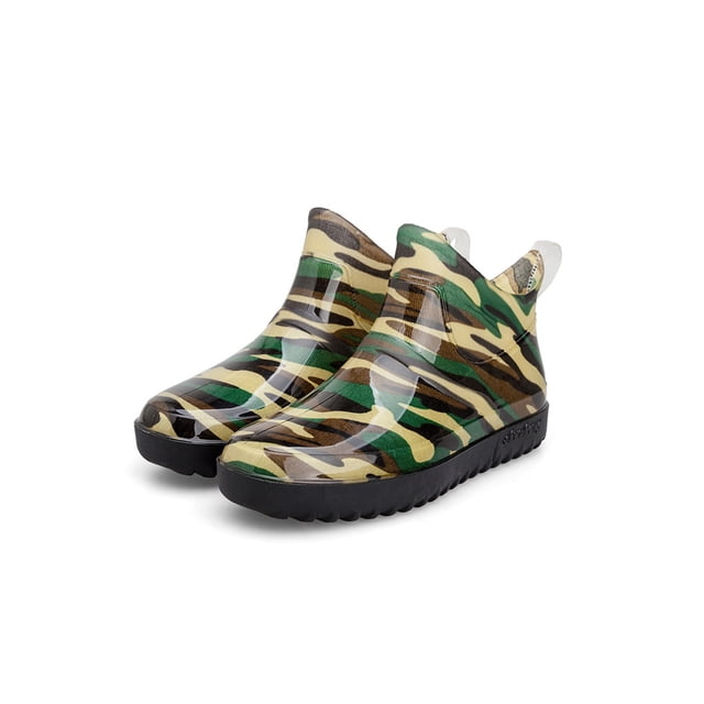 MAWCLOS Womens Garden Shoes Wide-Calf Rain Boots Lightweight Round Toe Waterproof Booties Slip Resistant Raining Work Shoe Camouflage Green 8.5(M)