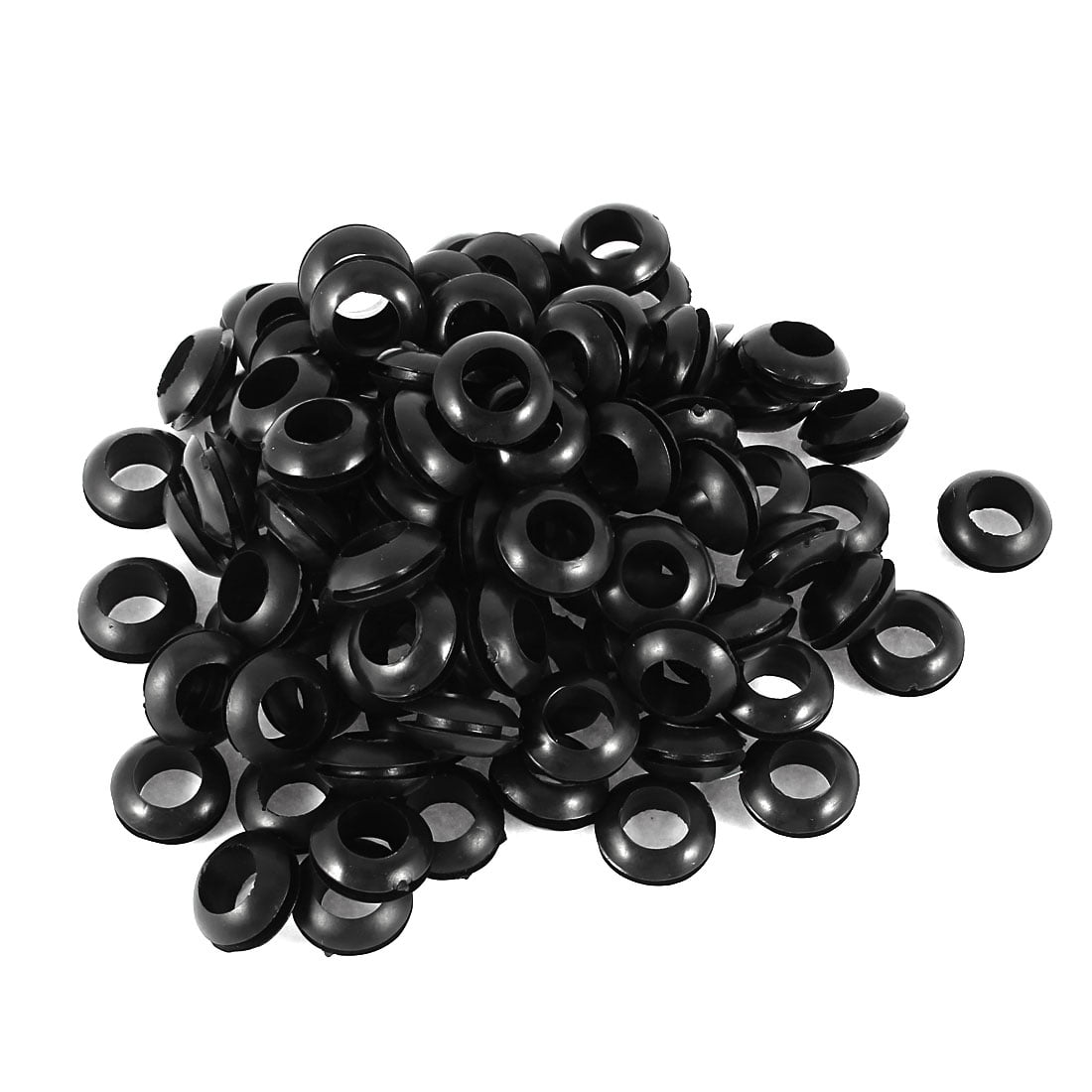 100Pcs Double Sided Armature Wire Rubber Grommets Ring Black 6mm x 12mm ...