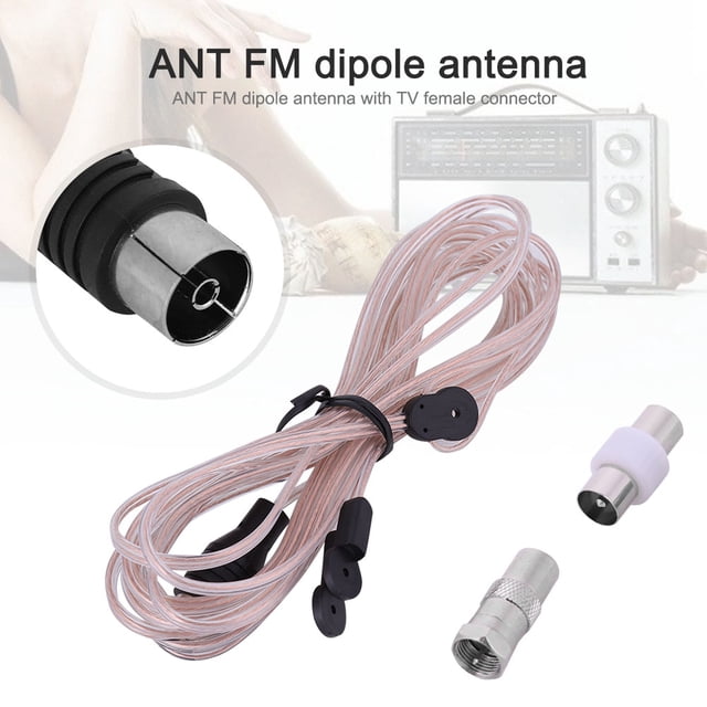 Antena FM dipolo para radio de interior y hogar, receptor FM con conector hembra para TV