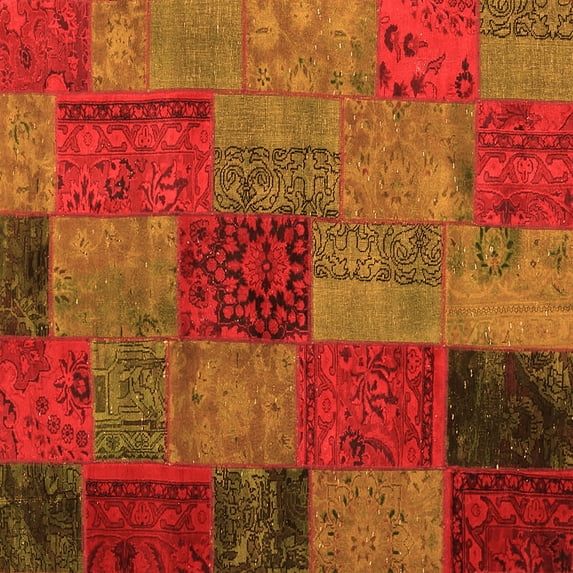 Ahgly Company Indoor Square Patchwork Orange Transitional Area Rugs, 8' Square