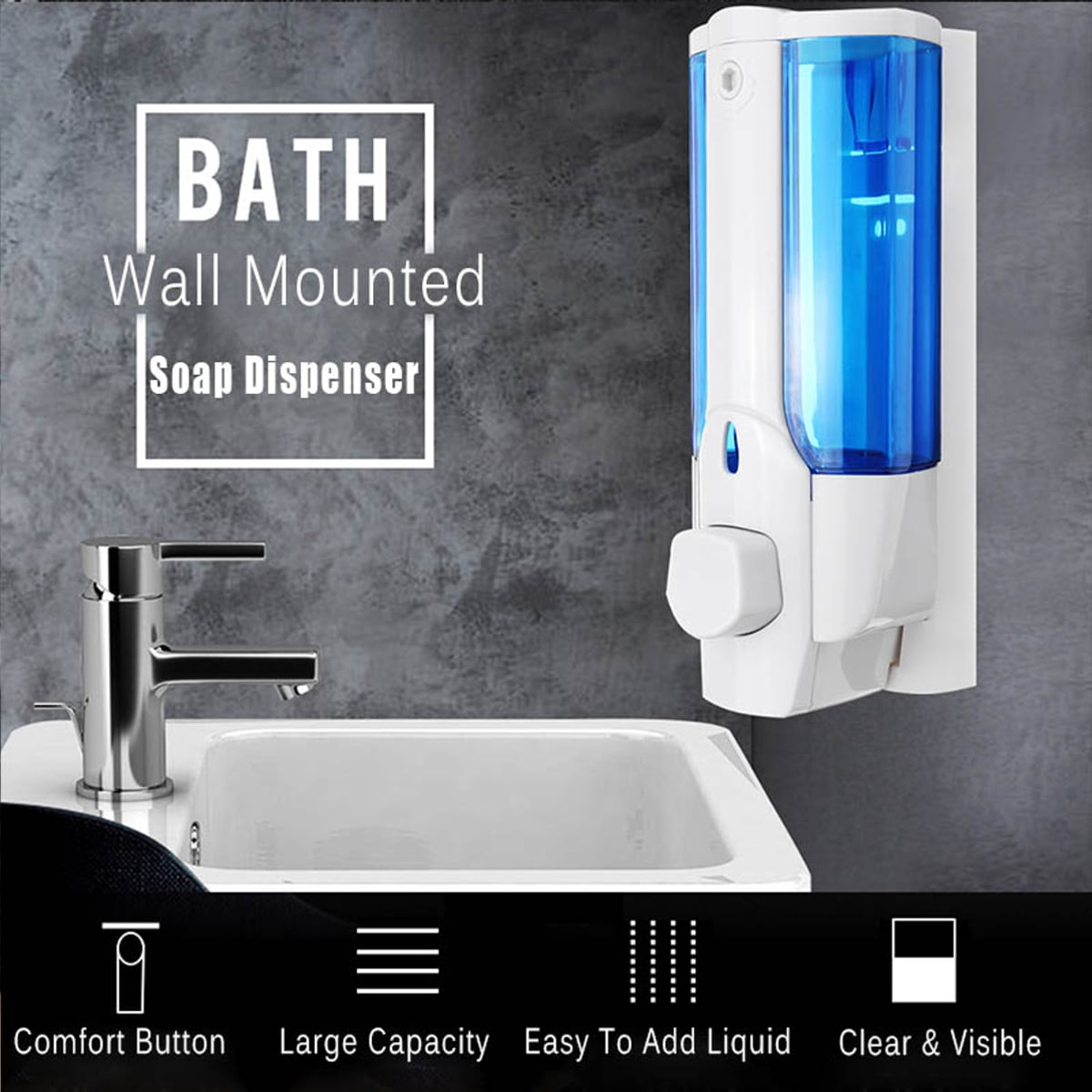 400/800ml Liquid Soap Dispenser Wall Mounted Hand Wash Bathroom Shower