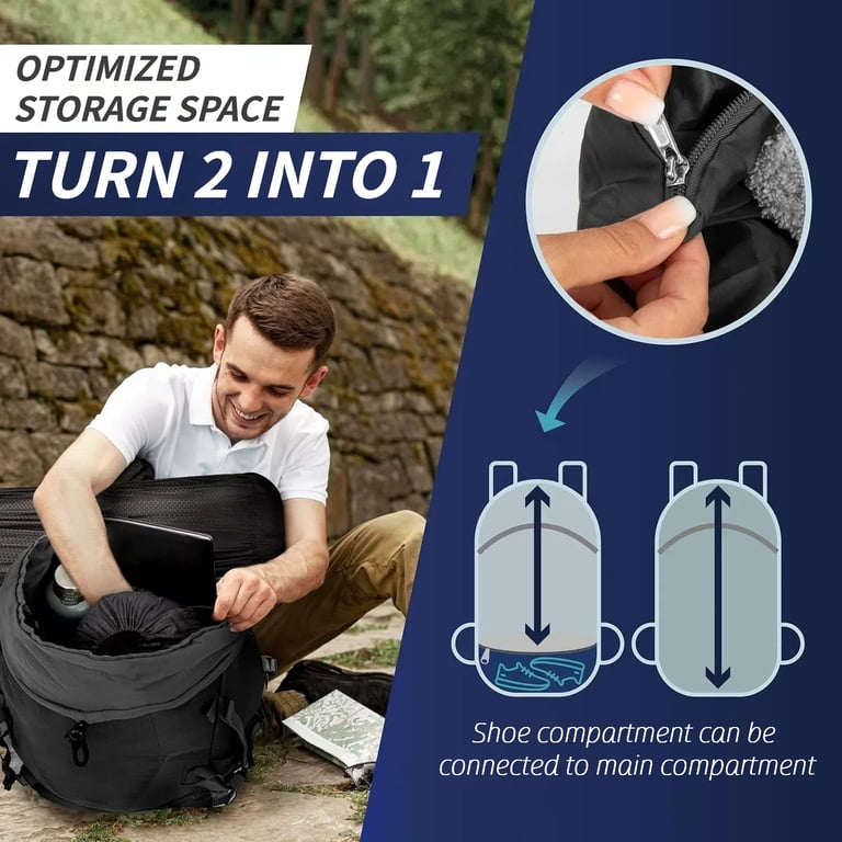 Teblint Hiking Backpack 45L with Rain Cover, Insulated Front Compartment,  Shoe and Toiletry Bag - Walmart.com