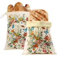 thumbnail image 1 of Paquete de 2 bolsas de pan de cera de abejas para masa madre y pan casero, bolsas de almacenamiento de algodón reutilizabl XL de 17 x 13 pulgadas, taado botánico de doble capa con, 1 of 5