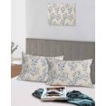 thumbnail image 5 of Rustic Blue Leaves Pillow Covers Standard Size 2 Pack, Farmhouse Botanical Beige Soft Bed Throw Pillowcases Breathable Cooling Long Lumbar Body Pillow Sham Cover for Bed Sofa 20''x26'', 5 of 7