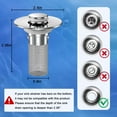 thumbnail image 4 of Stainless Steel Rust-Resistant Drain Strainer – Pop-Up Plug & Play Filter, Universal for American Floor Drain, Bathtub & Bathroom Sink, 4 of 4