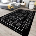 thumbnail image 2 of Dreammotif Black Basketball Court Modern Area Rug for Living Room - 4 x 6 ft Machine Washable, Thin, Non Slip Backing Carpet, 2 of 8
