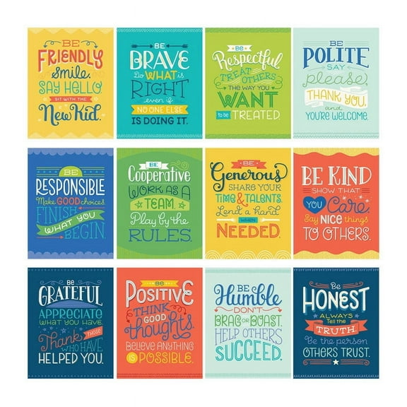 Carson Dellosa Mini Posters: Positive Character Traits Poster Set (12 mini posters)