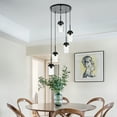 thumbnail image 3 of MELUCEE 5-Light Pendant Light Fixtures Ceiling Hanging Cluster Chandelier Black with Clear Glass Shade, 3 of 7