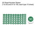 thumbnail image 2 of 1 to 100 Number Stickers Number Label Self Adhesive Marked Sticker Green and White, Pack of 20, 2 of 7