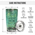 thumbnail image 5 of 20oz Stainless Steel Insulated Tumbler - The Beach Is Calling And I Must Go - Leak-Proof Ocean Coral Beach Travel Cup, Coastal Summer Drinkware for Beach Lovers, 5 of 6